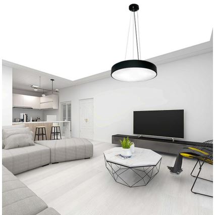 LED Aptumšojama lustra ar auklu LED/50W/230V 3000-6500K melna + tālvadības pults