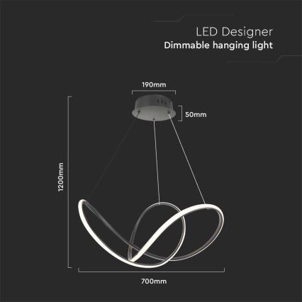 LED Aptumšojama lustra ar auklu LED/50W/230V 3000K melna