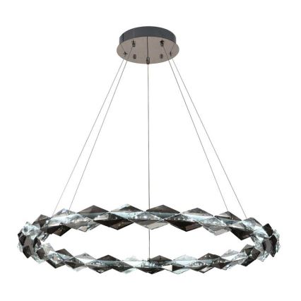 LED Aptumšojama kristāla lustra ar auklu LED/55W/230V 3000-6500K spīdīgi hromēts + tālvadības pults