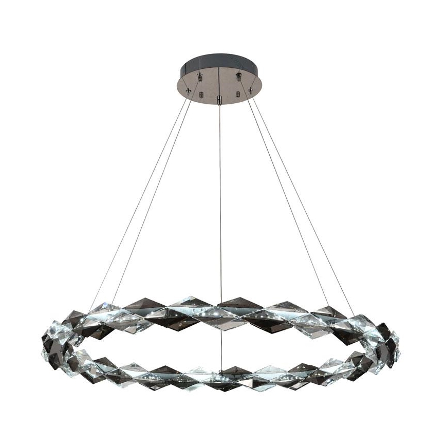 LED Aptumšojama kristāla lustra ar auklu LED/55W/230V 3000-6500K spīdīgi hromēts + tālvadības pults