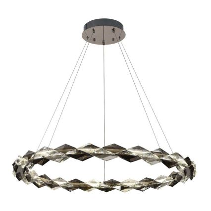 LED Aptumšojama kristāla lustra ar auklu LED/55W/230V 3000-6500K spīdīgi hromēts + tālvadības pults