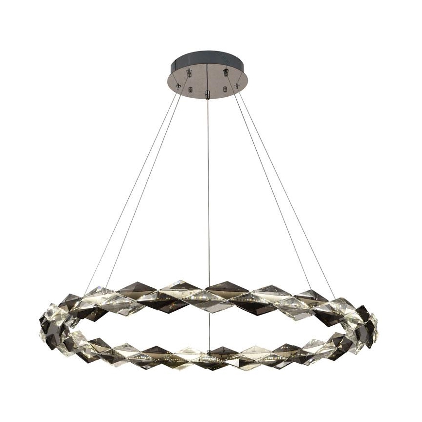 LED Aptumšojama kristāla lustra ar auklu LED/55W/230V 3000-6500K spīdīgi hromēts + tālvadības pults