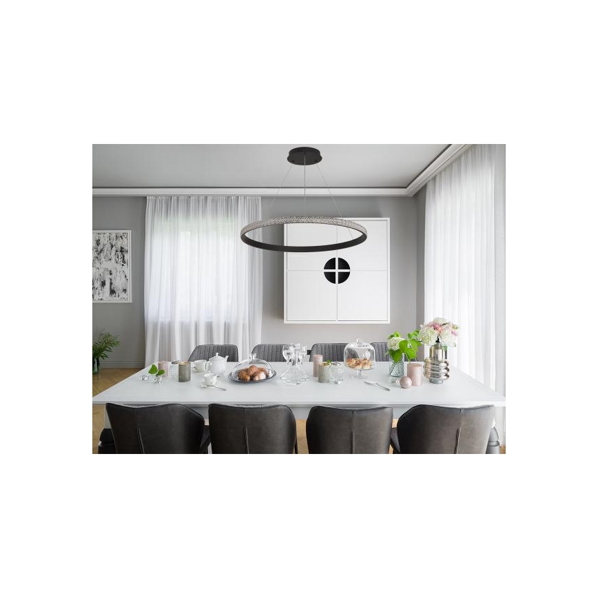 LED Aptumšojama lustra ar auklu LED/55W/230V 3000-6500K d. 80 cm + tālvadības pults