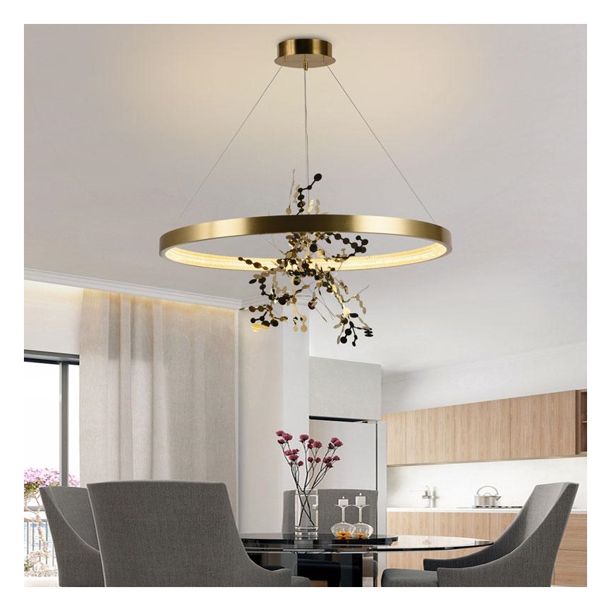 LED Aptumšojama lustra ar auklu LED/55W/230V 3000-6500K zelta + tālvadības pults