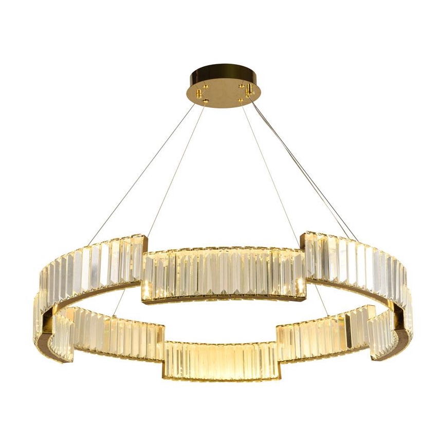 LED Aptumšojama kristāla lustra ar auklu LED/60W/230V 3000-6500K zelta + tālvadības pults