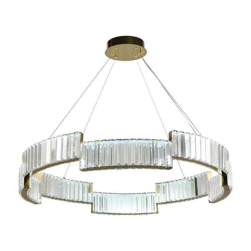 LED Aptumšojama kristāla lustra ar auklu LED/60W/230V 3000-6500K zelta + tālvadības pults