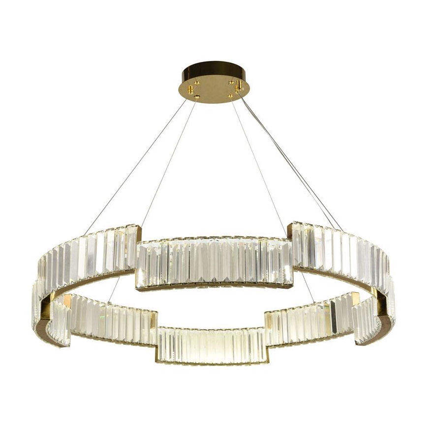 LED Aptumšojama kristāla lustra ar auklu LED/60W/230V 3000-6500K zelta + tālvadības pults