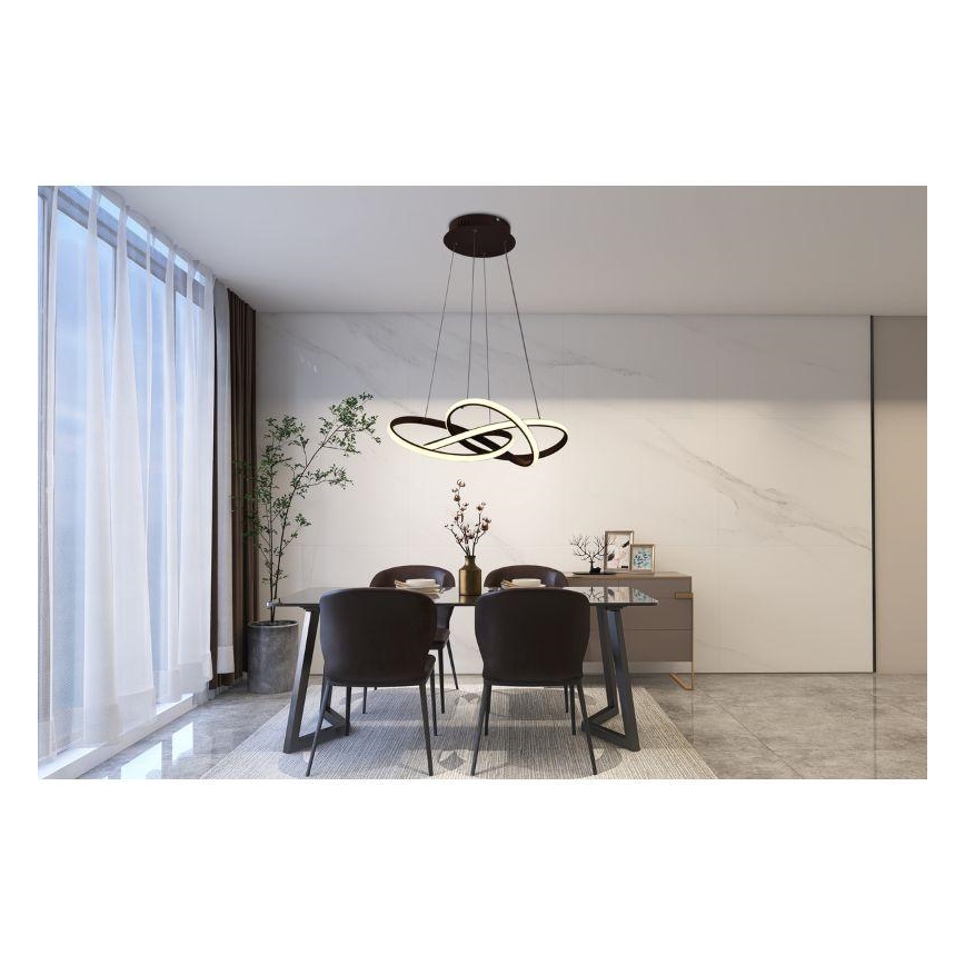LED Aptumšojama lustra ar auklu LED/65W/230V 3000-6500K brūna + tālvadības pults