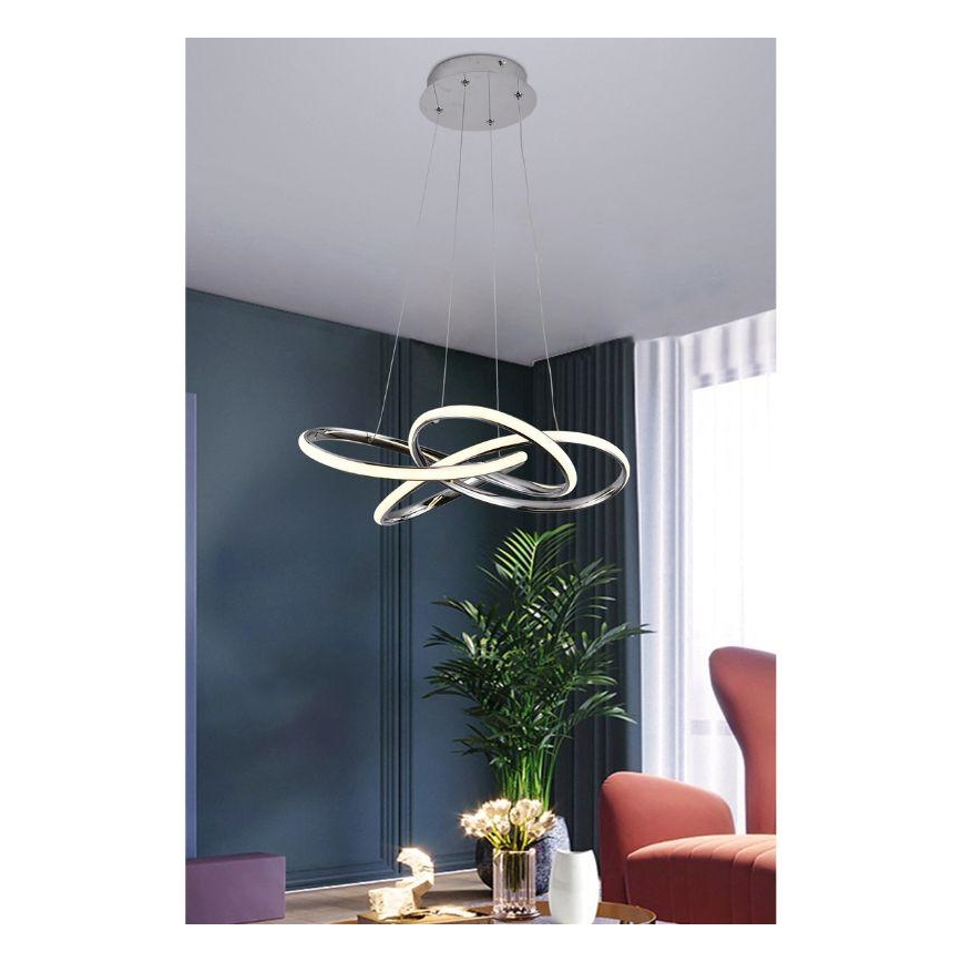 LED Aptumšojama lustra ar auklu LED/65W/230V 3000-6500K hroms + tālvadības pults