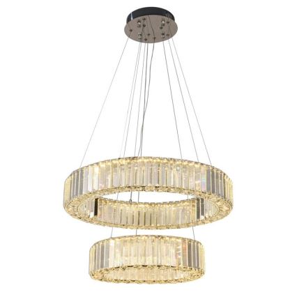 LED Aptumšojama kristāla lustra ar auklu LED/65W/230V 3000-6500K spīdīgi hromēts + tālvadības pults