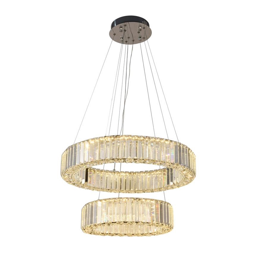 LED Aptumšojama kristāla lustra ar auklu LED/65W/230V 3000-6500K spīdīgi hromēts + tālvadības pults