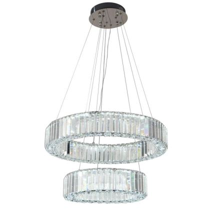 LED Aptumšojama kristāla lustra ar auklu LED/65W/230V 3000-6500K spīdīgi hromēts + tālvadības pults