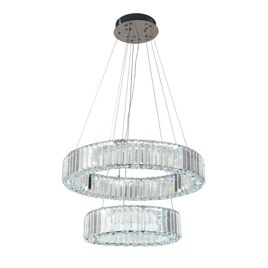 LED Aptumšojama kristāla lustra ar auklu LED/65W/230V 3000-6500K spīdīgi hromēts + tālvadības pults