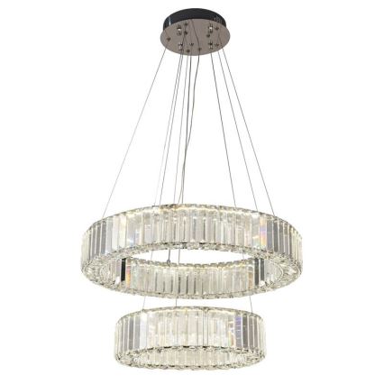 LED Aptumšojama kristāla lustra ar auklu LED/65W/230V 3000-6500K spīdīgi hromēts + tālvadības pults