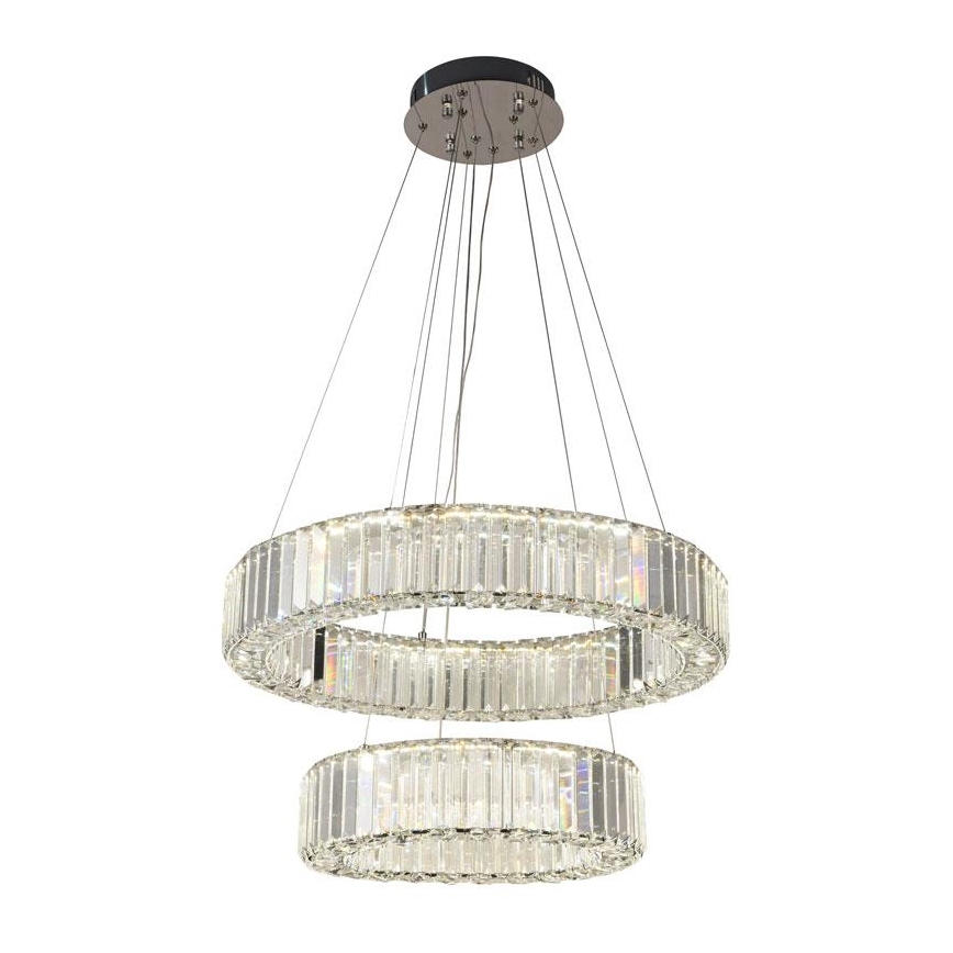 LED Aptumšojama kristāla lustra ar auklu LED/65W/230V 3000-6500K spīdīgi hromēts + tālvadības pults