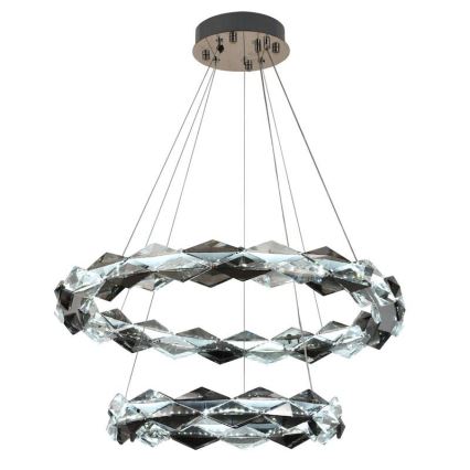 LED Aptumšojama kristāla lustra ar auklu LED/65W/230V 3000-6500K spīdīgi hromēts + tālvadības pults