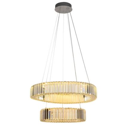 LED Aptumšojama kristāla lustra ar auklu LED/65W/230V 3000-6500K spīdīgi hromēts + tālvadības pults