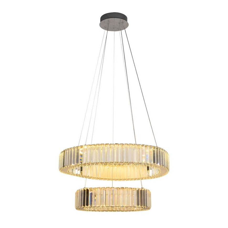 LED Aptumšojama kristāla lustra ar auklu LED/65W/230V 3000-6500K spīdīgi hromēts + tālvadības pults