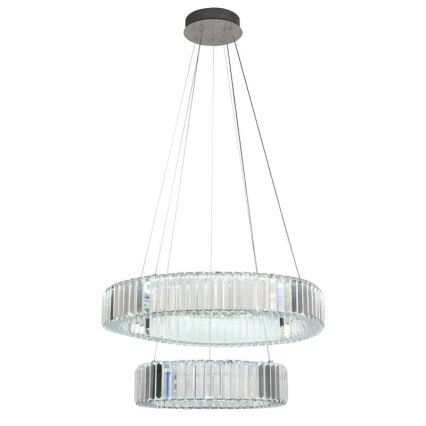 LED Aptumšojama kristāla lustra ar auklu LED/65W/230V 3000-6500K spīdīgi hromēts + tālvadības pults