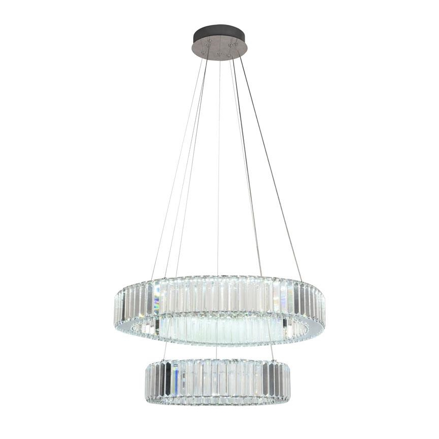LED Aptumšojama kristāla lustra ar auklu LED/65W/230V 3000-6500K spīdīgi hromēts + tālvadības pults