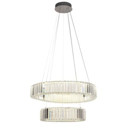 LED Aptumšojama kristāla lustra ar auklu LED/65W/230V 3000-6500K spīdīgi hromēts + tālvadības pults