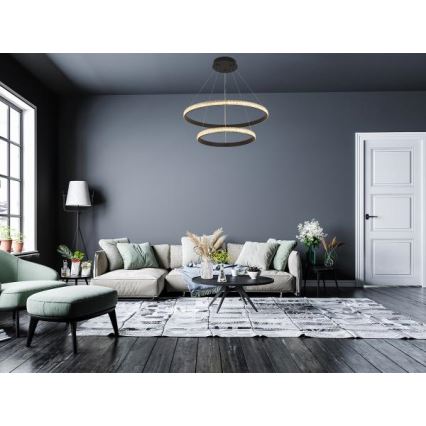 LED Aptumšojama lustra ar auklu LED/65W/230V 3000-6500K d. 60 cm + tālvadības pults