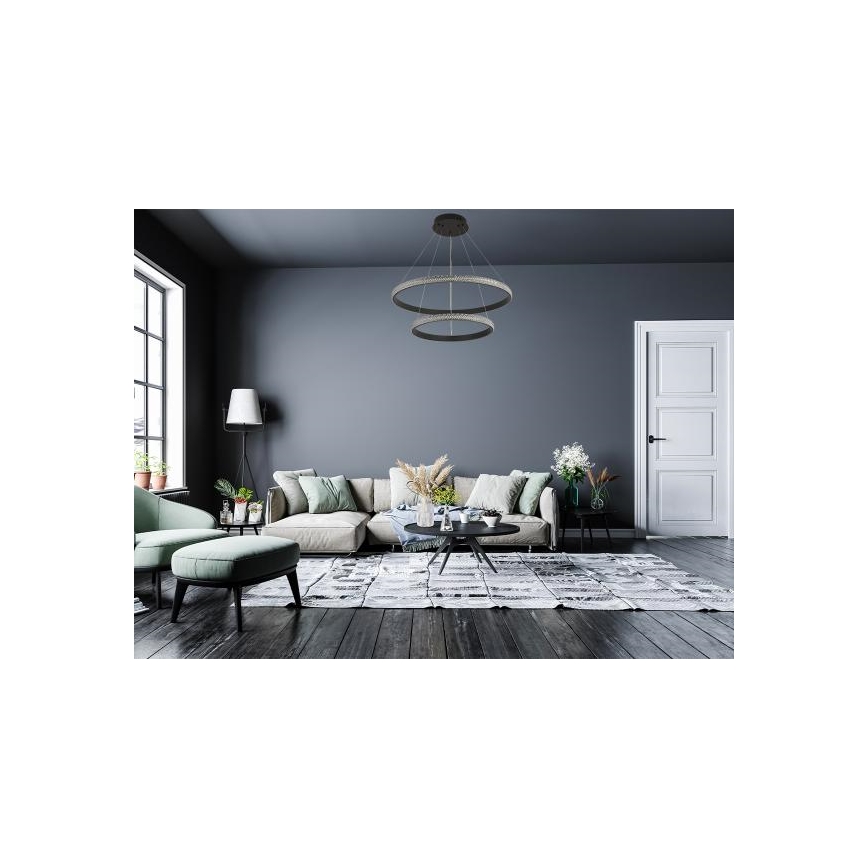LED Aptumšojama lustra ar auklu LED/65W/230V 3000-6500K d. 60 cm + tālvadības pults
