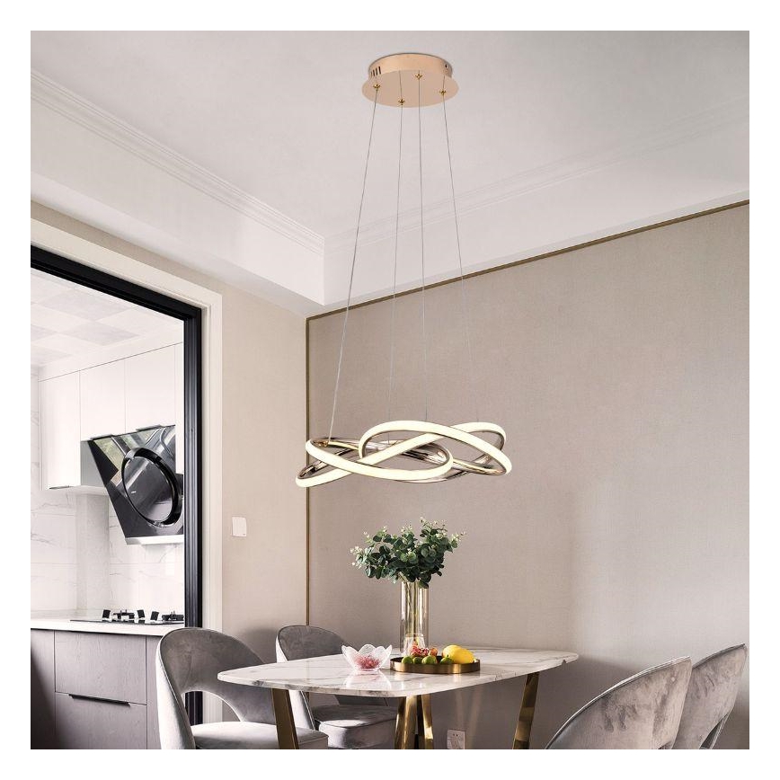 LED Aptumšojama lustra ar auklu LED/65W/230V 3000-6500K d. 48 cm zelta + tālvadības pults