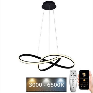 LED Aptumšojama lustra ar auklu LED/70W/230V 3000-6500K d. 60 cm melna + tālvadības pults
