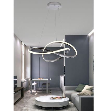 LED Aptumšojama lustra ar auklu LED/70W/230V 3000-6500K d. 60 cm spīdīgi hromēts + tālvadības pults