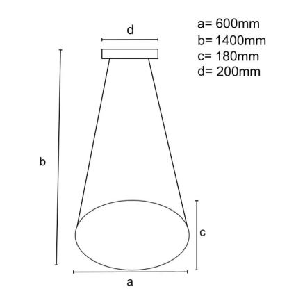 LED Aptumšojama lustra ar auklu LED/70W/230V 3000-6500K d. 60 cm melna + tālvadības pults