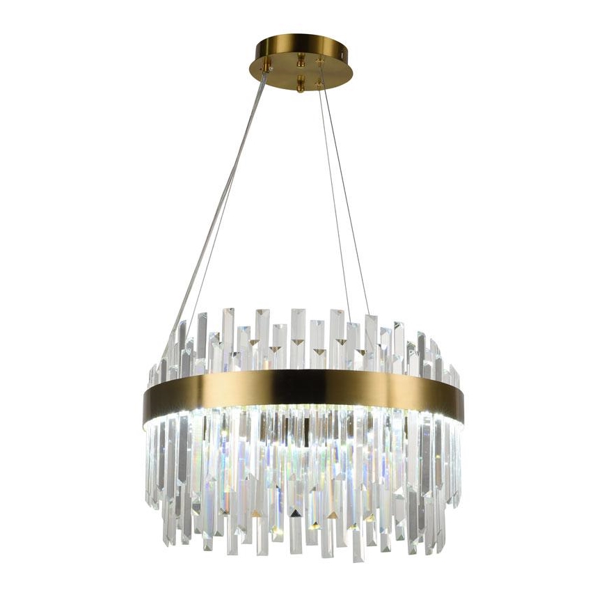 LED Aptumšojama kristāla lustra ar auklu LED/70W/230V 3000-6500K zelta + tālvadības pults