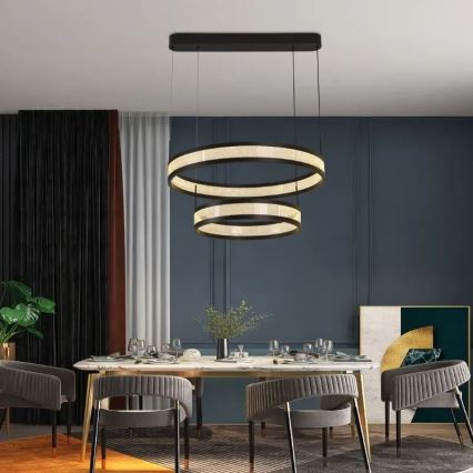 LED Aptumšojama lustra ar auklu LED/70W/230V 3000-6500K d. 60 cm melna + tālvadības pults