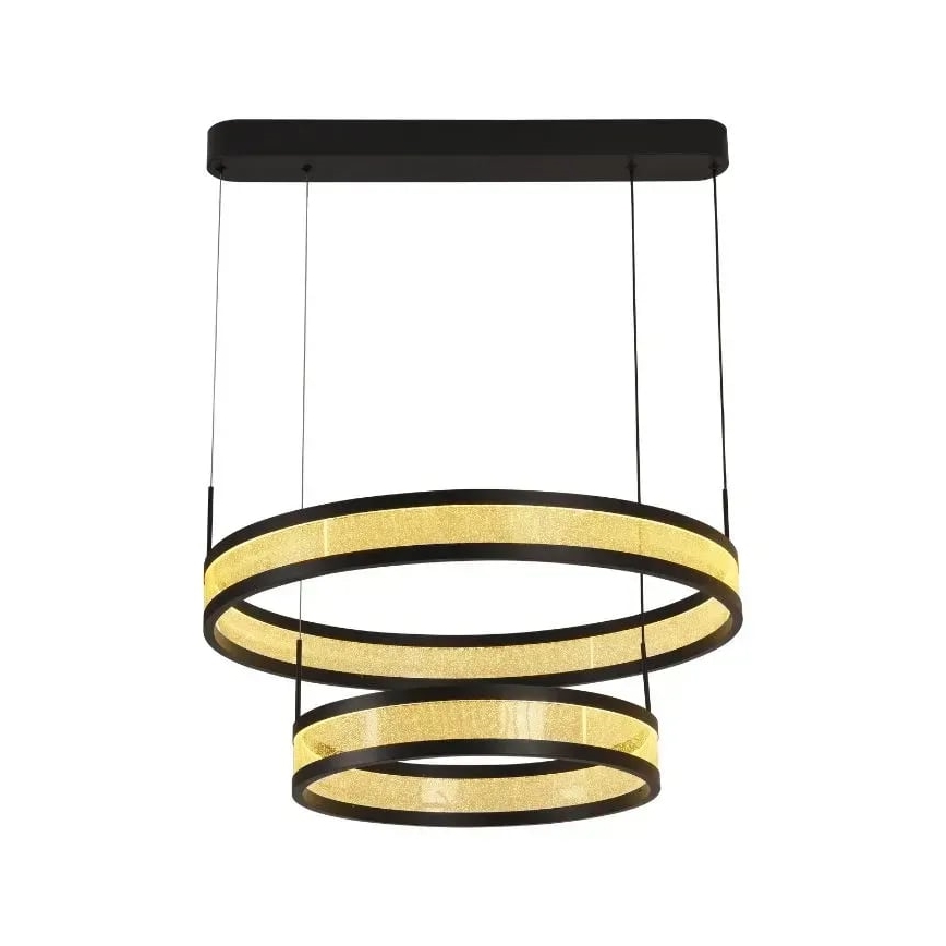 LED Aptumšojama lustra ar auklu LED/70W/230V 3000-6500K d. 60 cm melna + tālvadības pults