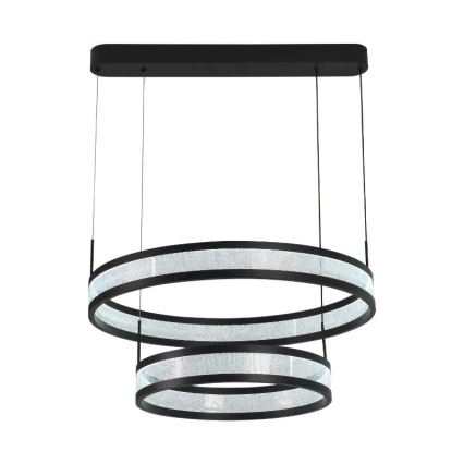 LED Aptumšojama lustra ar auklu LED/70W/230V 3000-6500K d. 60 cm melna + tālvadības pults