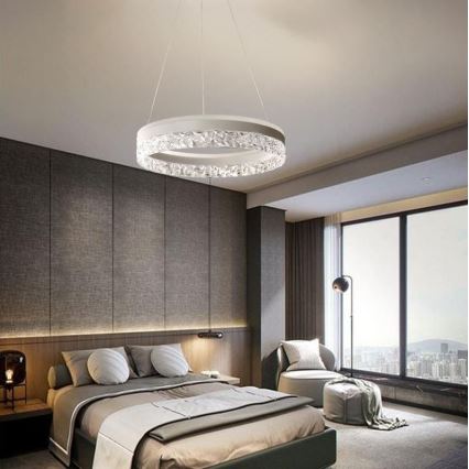 LED Aptumšojama lustra ar auklu LED/80W/230V 3000-6500K balta + tālvadības pults