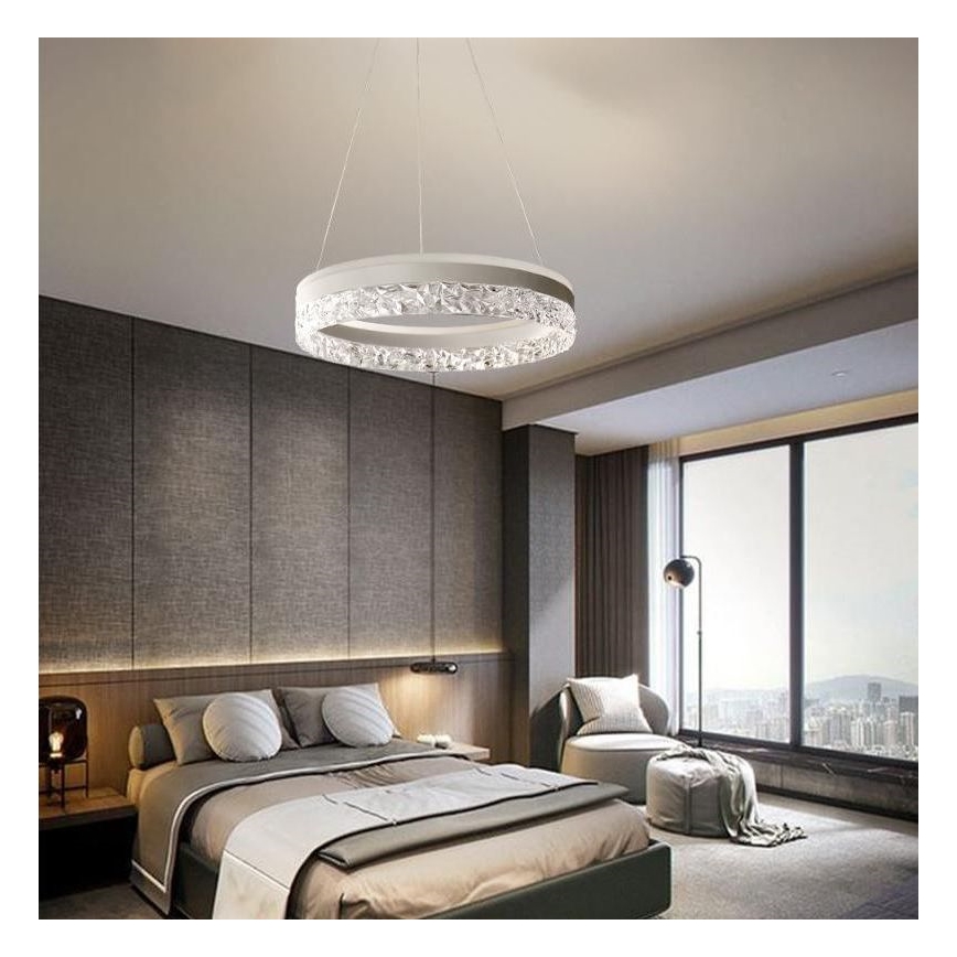 LED Aptumšojama lustra ar auklu LED/80W/230V 3000-6500K balta + tālvadības pults