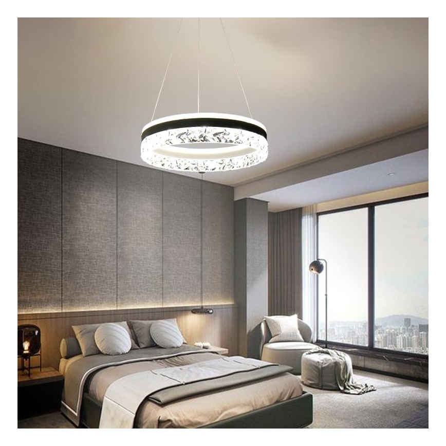 LED Aptumšojama lustra ar auklu LED/80W/230V 3000-6500K balta + tālvadības pults