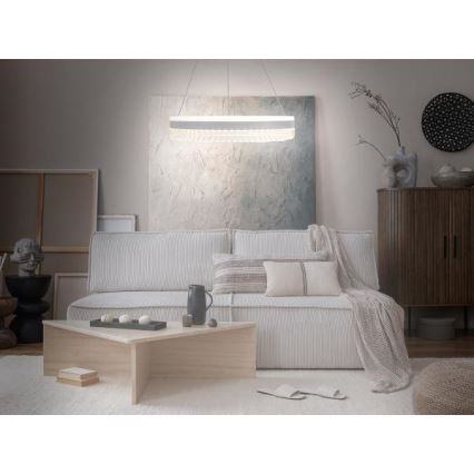 LED Aptumšojama kristāla lustra ar auklu LED/80W/230V 3000-6500K balta + tālvadības pults