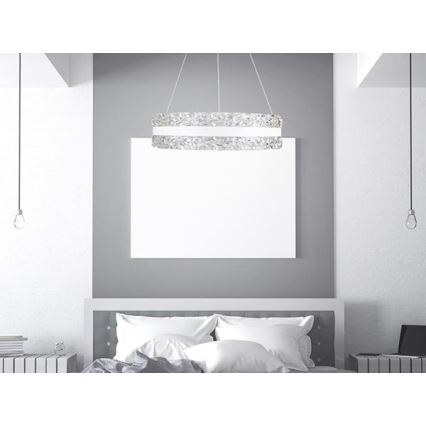 LED Aptumšojama kristāla lustra ar auklu LED/80W/230V 3000-6500K balta + tālvadības pults