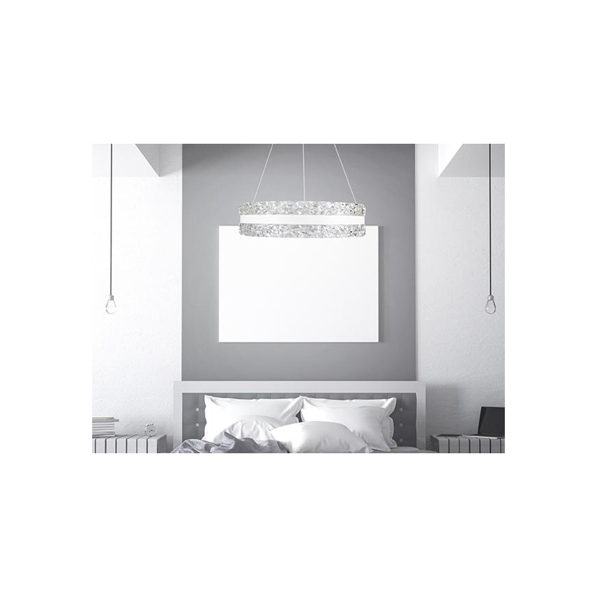 LED Aptumšojama kristāla lustra ar auklu LED/80W/230V 3000-6500K balta + tālvadības pults