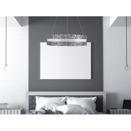 LED Aptumšojama kristāla lustra ar auklu LED/80W/230V 3000-6500K balta + tālvadības pults