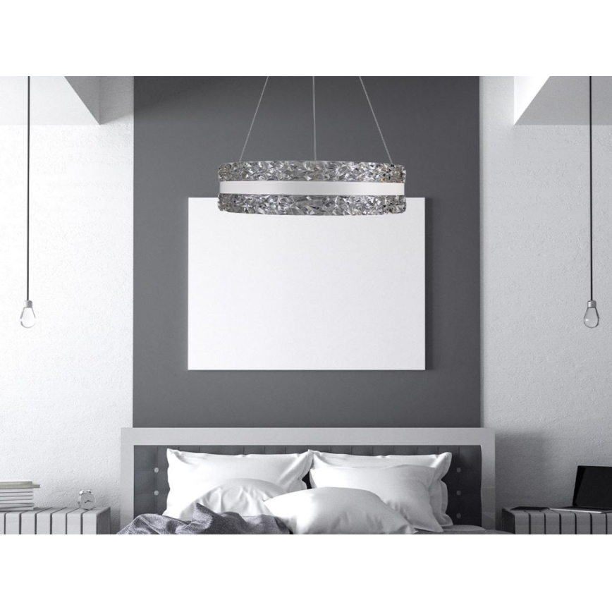 LED Aptumšojama kristāla lustra ar auklu LED/80W/230V 3000-6500K balta + tālvadības pults