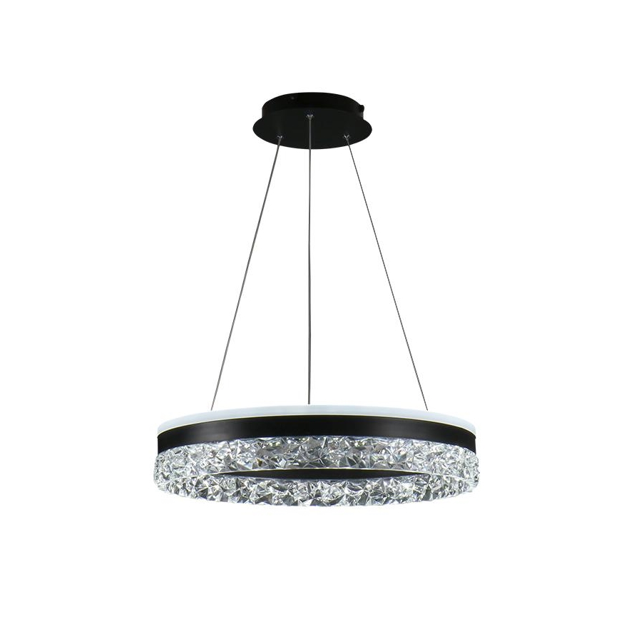 LED Aptumšojama lustra ar auklu LED/80W/230V 3000-6500K melna + tālvadības pults