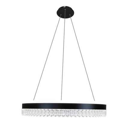 LED Aptumšojama kristāla lustra ar auklu LED/80W/230V 3000-6500K melna + tālvadības pults