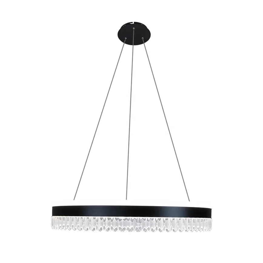 LED Aptumšojama kristāla lustra ar auklu LED/80W/230V 3000-6500K melna + tālvadības pults