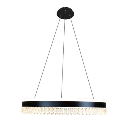 LED Aptumšojama kristāla lustra ar auklu LED/80W/230V 3000-6500K melna + tālvadības pults
