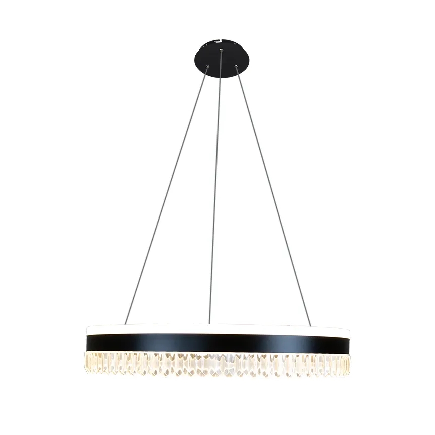 LED Aptumšojama kristāla lustra ar auklu LED/80W/230V 3000-6500K melna + tālvadības pults