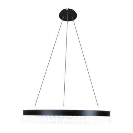 LED Aptumšojama kristāla lustra ar auklu LED/80W/230V 3000-6500K melna + tālvadības pults