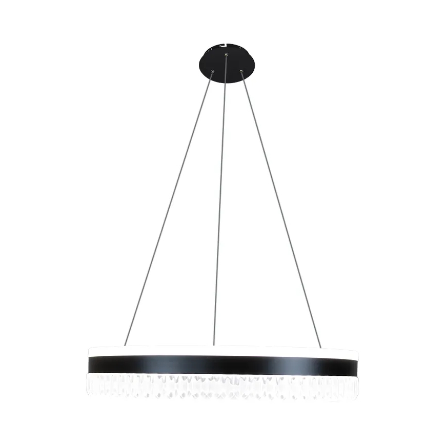 LED Aptumšojama kristāla lustra ar auklu LED/80W/230V 3000-6500K melna + tālvadības pults